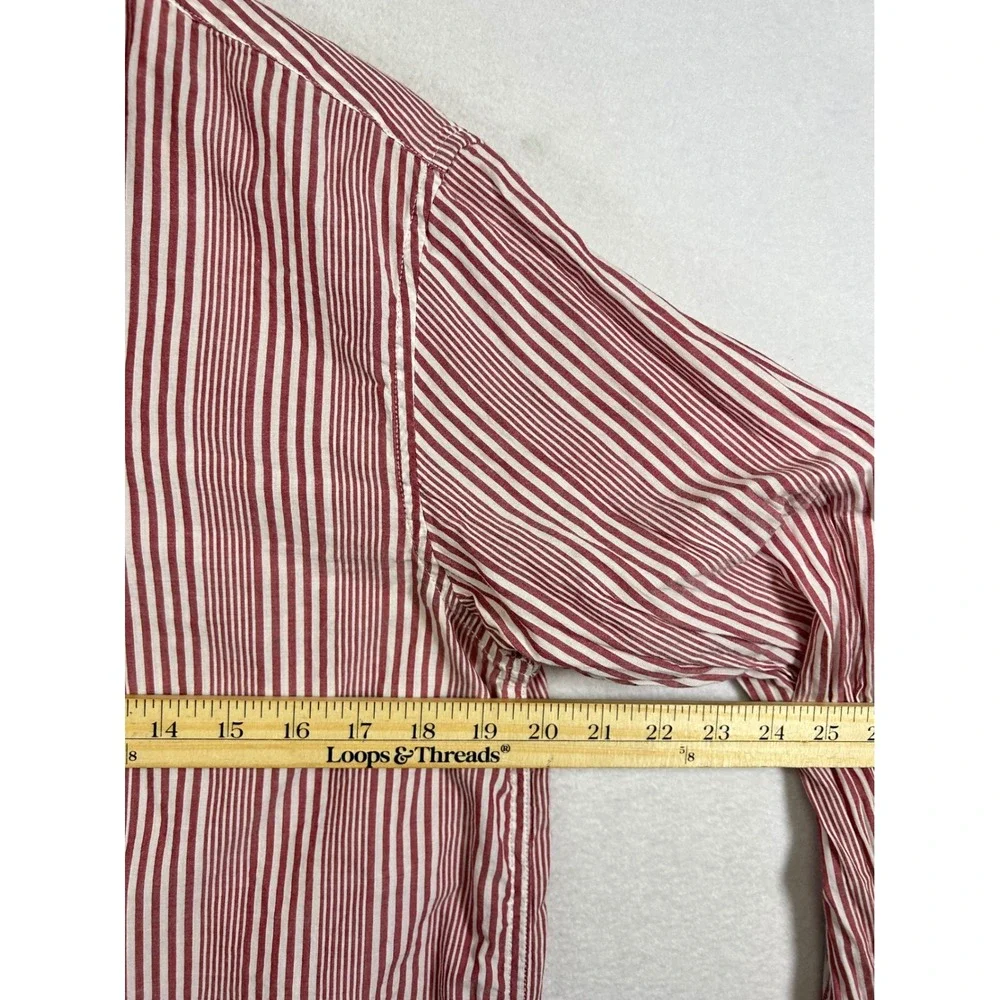 Nautical Banana Republic Button Down Shirt Mens Medium Striped Untucked Slim Fit